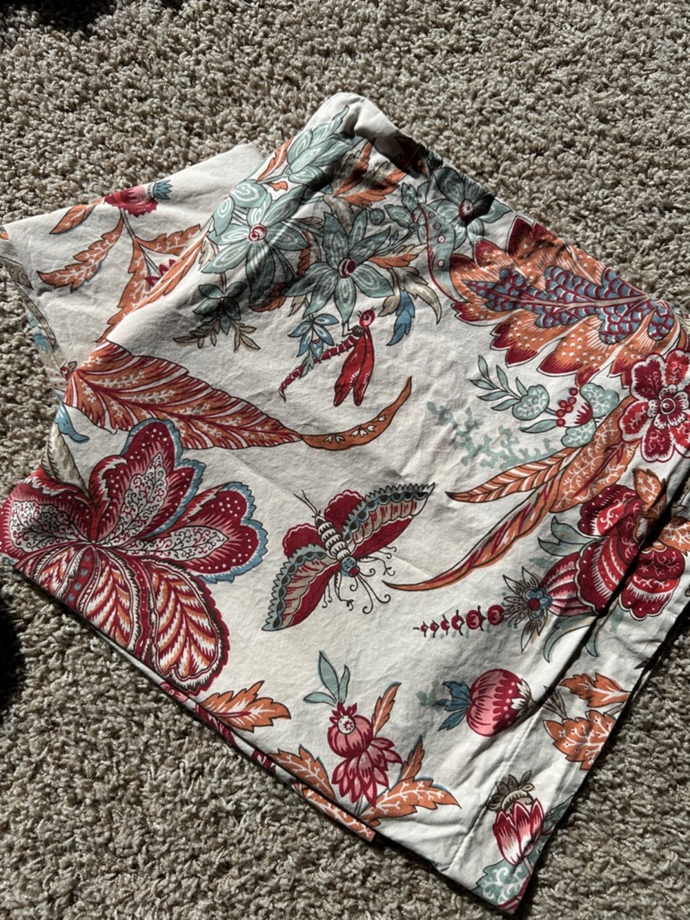 Pottery Barn Palampore Euro Pillow covers Shams  with Coral & Teal Floral Print